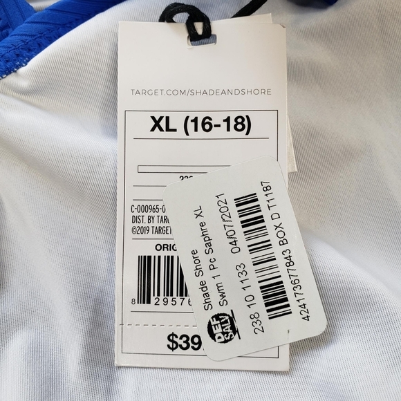 Shade & Shore | NWT Sapphire Blue Open Front One Piece Swim Suit Women's XL - Picture 6 of 9